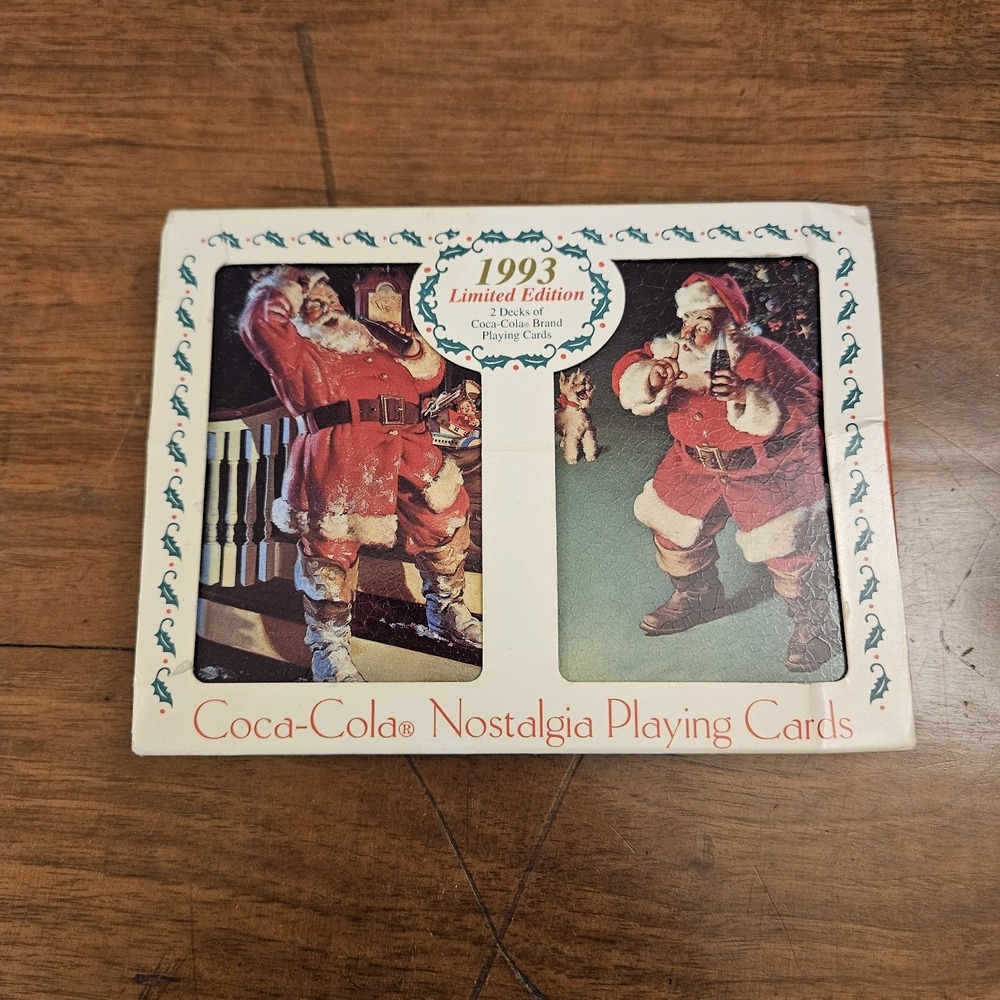 1993 Coca-Cola L. E. Christmas BICYCLE Playing Cards 2 Decks in Metal Tin NEW